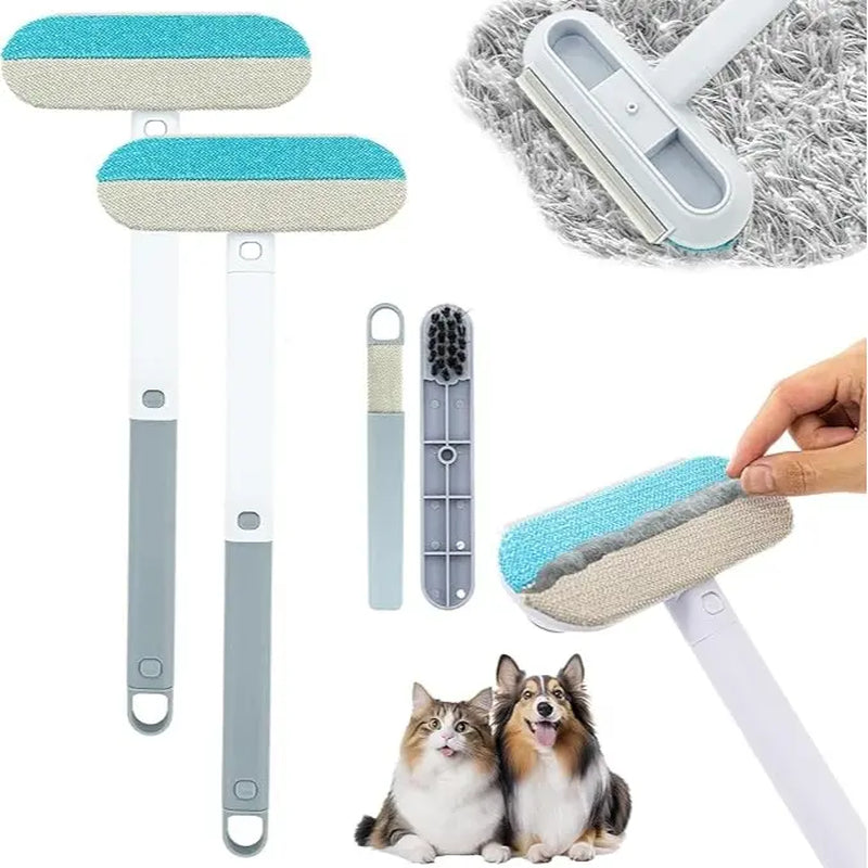 4-In-1 Reusable Lint & Pet Hair Remover Broom - 17.7In Standard Handle, 17.2In×7.1In Size, 200G Weight, Clean without Bending Tool for Couch, Dog & Cat Hair, Car Seats (1 Pack)
