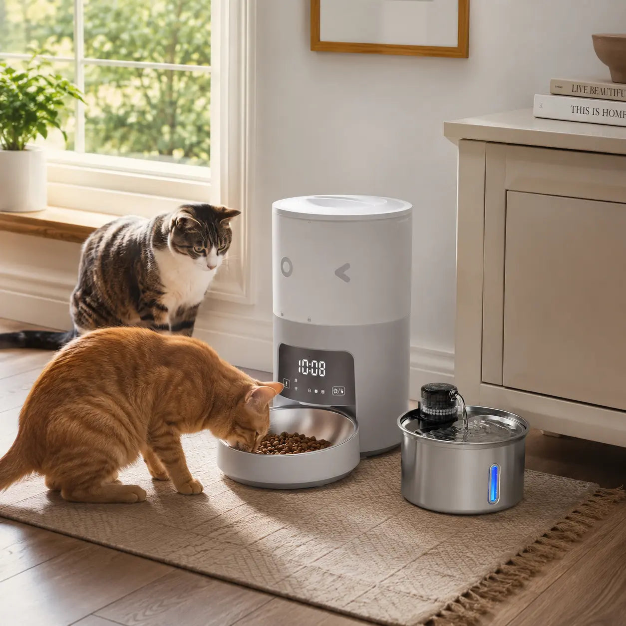 Furlyn 4-Liter Smart WiFi Automatic Pet Feeder with Programmable Timed and Portion-Controlled Feeding, Dual-Power Source Design, and Pet Food Combo Pack for Cats and Dogs