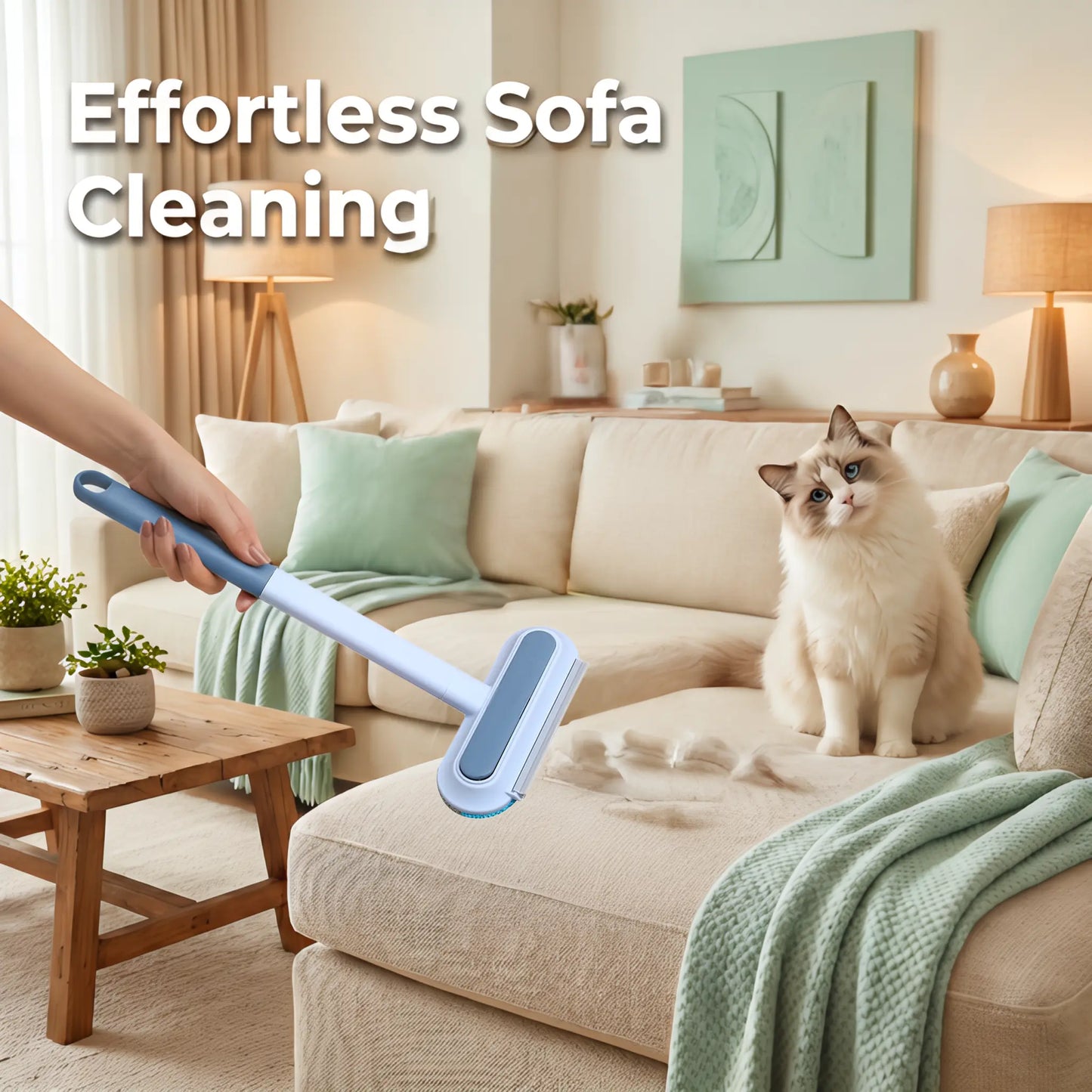Enhanced Pet Hair Removal Brush with Extended Handle, Versatile Lint Cleaner for Furniture, Bedding, Clothing, and Vehicle Interiors, Washable Multi-Surface Tool