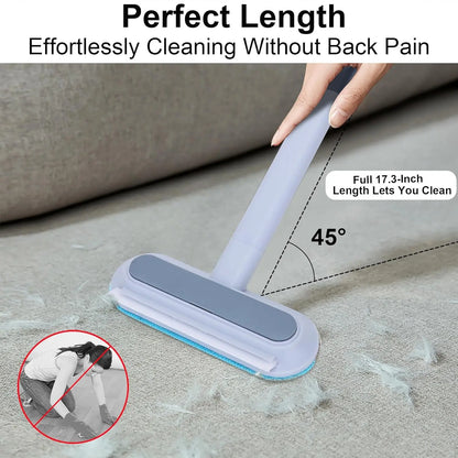 4-In-1 Reusable Lint & Pet Hair Remover Broom - 17.7In Standard Handle, 17.2In×7.1In Size, 200G Weight, Clean without Bending Tool for Couch, Dog & Cat Hair, Car Seats (1 Pack)