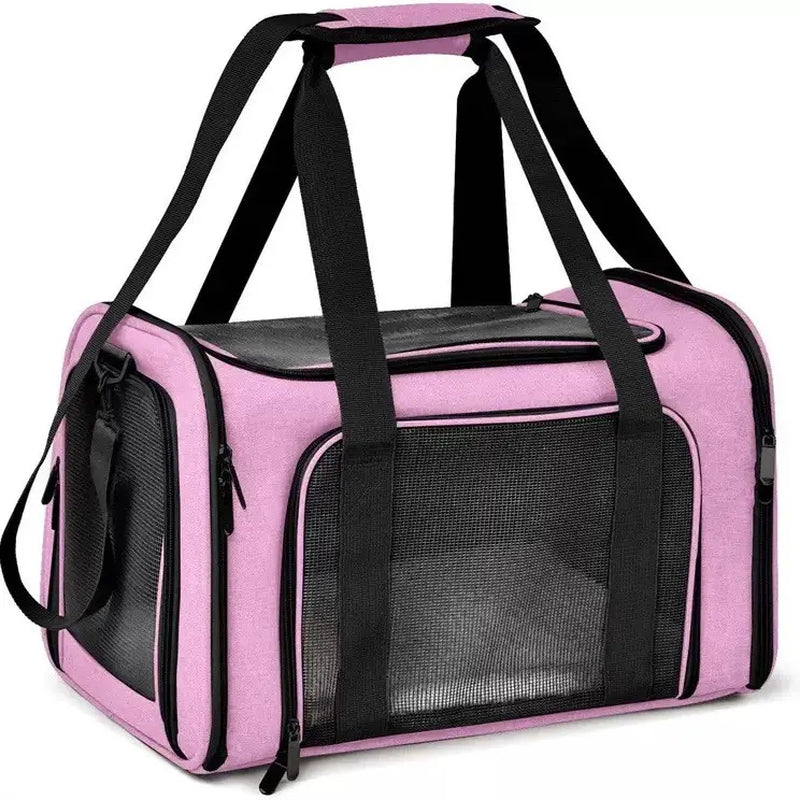 Portable Pet Carrier for Large Cats and Small Dogs, Airline-Approved Soft Travel Case with Breathable Mesh, Foldable Design for Outdoor, Car, and Airplane Use