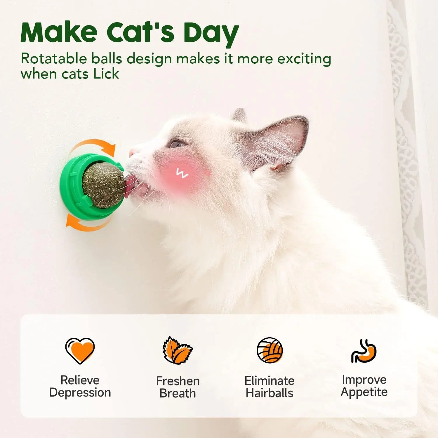 Catnip Balls for Cats - 4 Pack Edible Silvervine Toys for Dental Health and Energy (Green)
