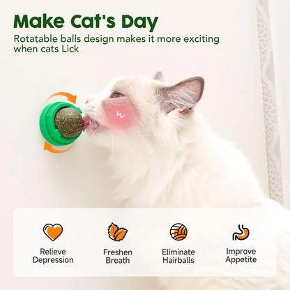 Catnip Balls for Cats - 4 Pack Edible Silvervine Toys for Dental Health and Energy (Green)