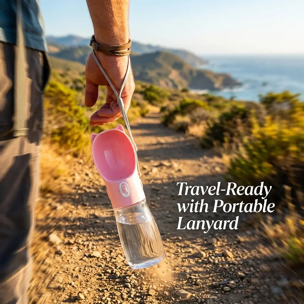 Portable Leakproof Dog Water Bottle with Built-In Bowl - Ideal Pet Feeding Accessory for Travel and Hiking