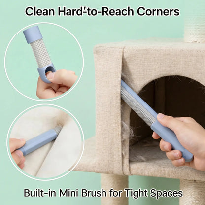 Enhanced Pet Hair Removal Brush with Extended Handle, Versatile Lint Cleaner for Furniture, Bedding, Clothing, and Vehicle Interiors, Washable Multi-Surface Tool