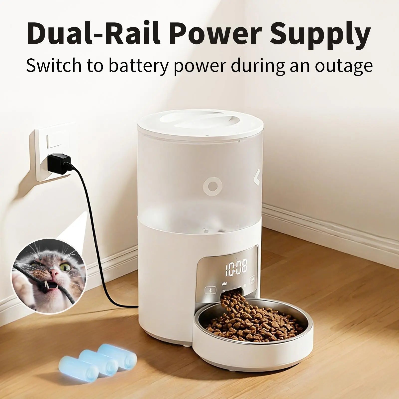 Furlyn 4-Liter Smart WiFi Automatic Pet Feeder with Programmable Timed and Portion-Controlled Feeding, Dual-Power Source Design, and Pet Food Combo Pack for Cats and Dogs