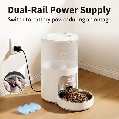 Furlyn 4-Liter Smart WiFi Automatic Pet Feeder with Programmable Timed and Portion-Controlled Feeding, Dual-Power Source Design, and Pet Food Combo Pack for Cats and Dogs
