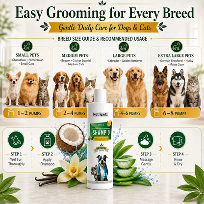 2-in-1 Pet Shampoo and Conditioner for Dogs and Cats – 500 ML Natural Aloe Vera and Coconut Formula | Anti-Itch Moisturizing Grooming Wash