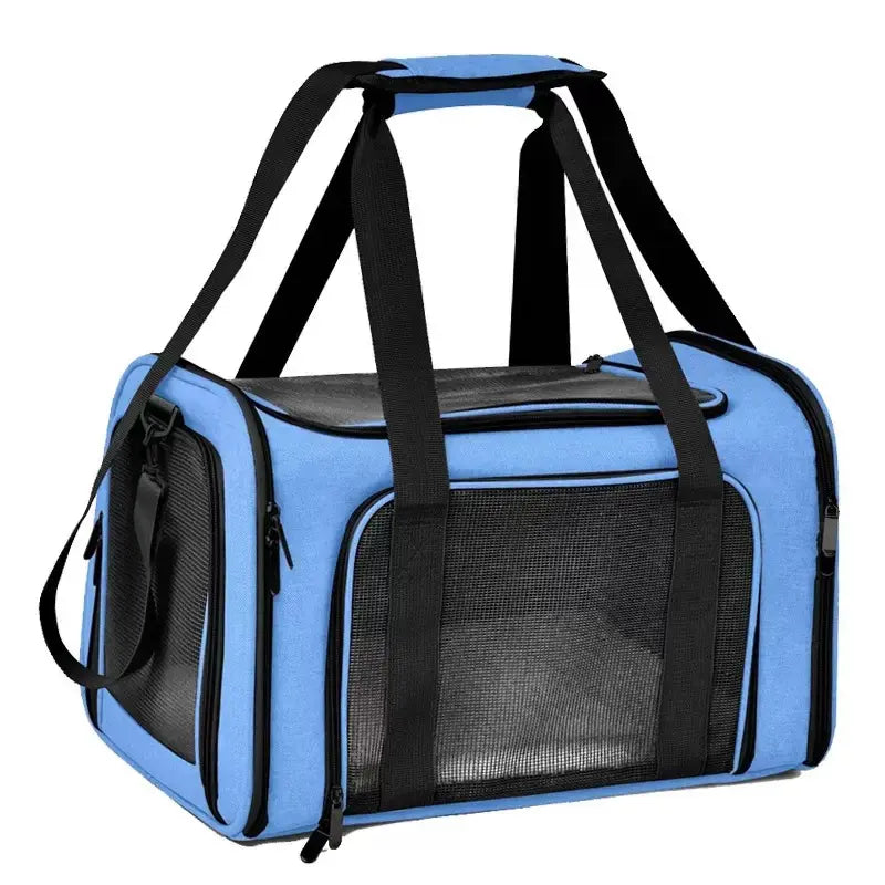 Portable Pet Carrier for Large Cats and Small Dogs, Airline-Approved Soft Travel Case with Breathable Mesh, Foldable Design for Outdoor, Car, and Airplane Use