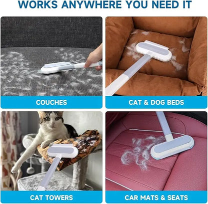 4-In-1 Reusable Lint & Pet Hair Remover Broom - 17.7In Standard Handle, 17.2In×7.1In Size, 200G Weight, Clean without Bending Tool for Couch, Dog & Cat Hair, Car Seats (1 Pack)