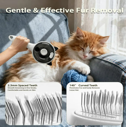 Pet Grooming and Deshedding Brush for Cats and Dogs – One-Button Hair Removal Comb and Vacuum Brush for Effective Fur Removal