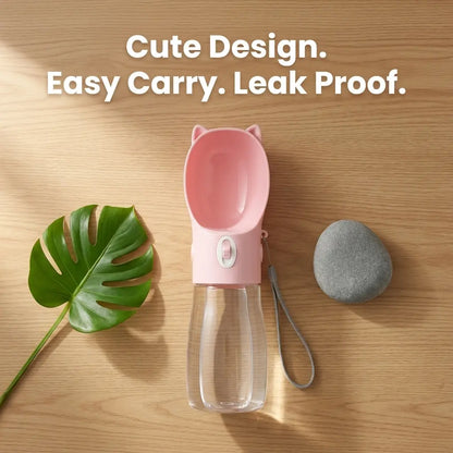 Portable Leakproof Dog Water Bottle with Built-In Bowl - Ideal Pet Feeding Accessory for Travel and Hiking