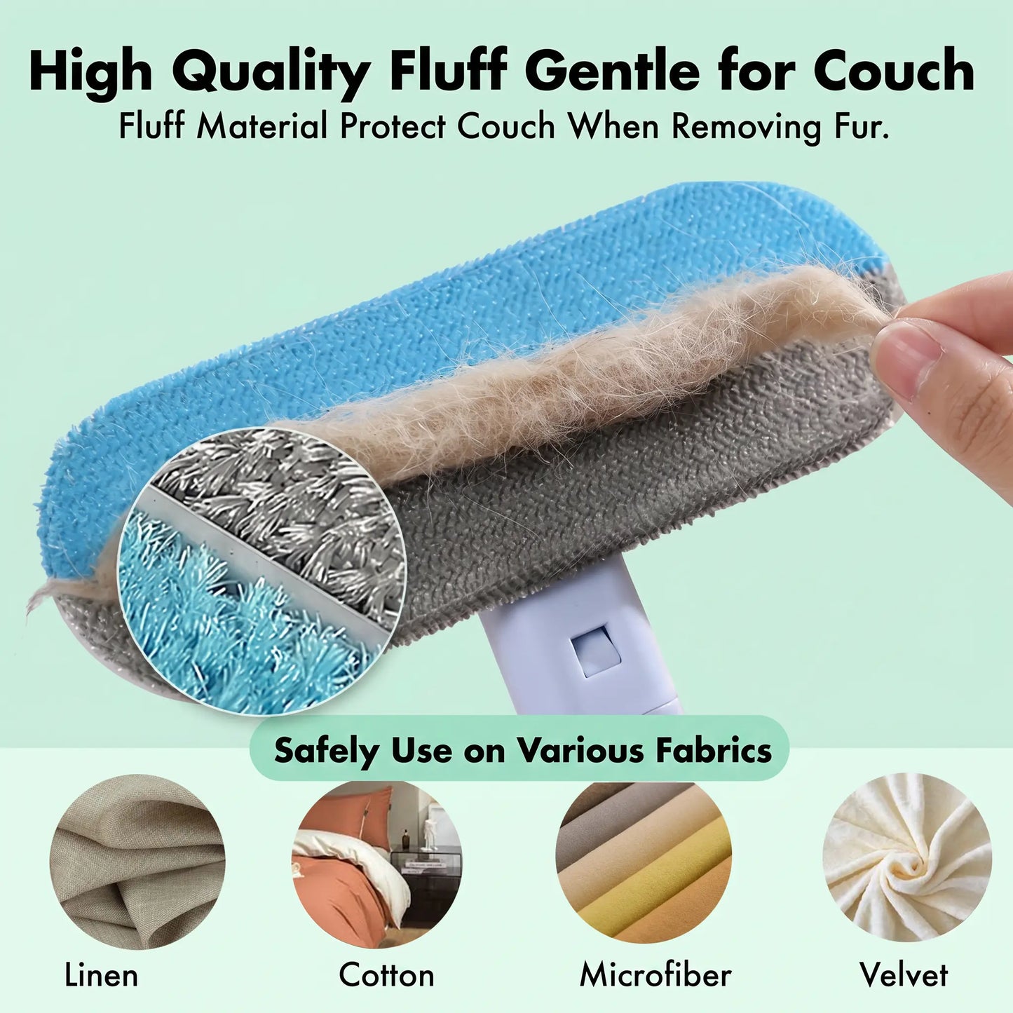 Enhanced Pet Hair Removal Brush with Extended Handle, Versatile Lint Cleaner for Furniture, Bedding, Clothing, and Vehicle Interiors, Washable Multi-Surface Tool