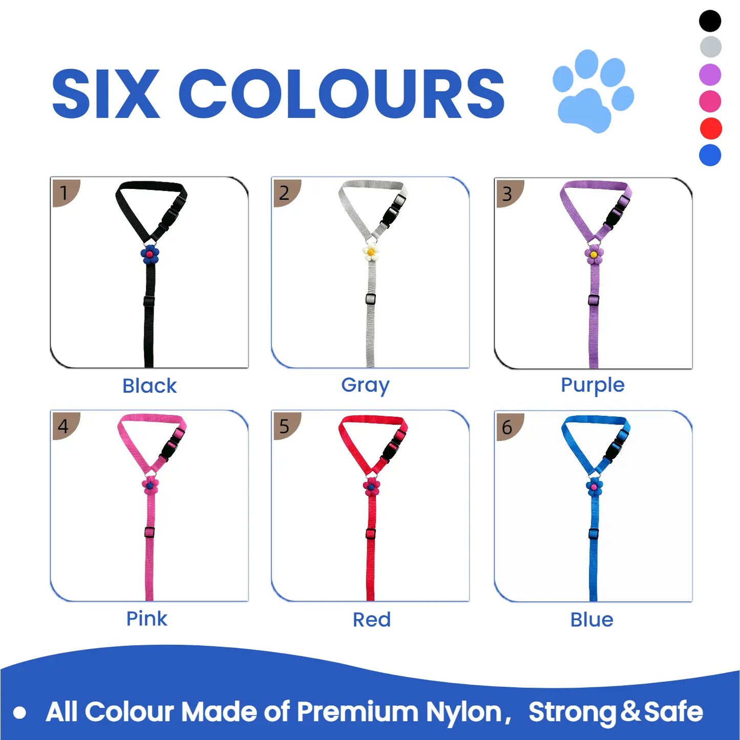 2-Pack Adjustable Dog Car Safety Seat Belt with Cute Leash