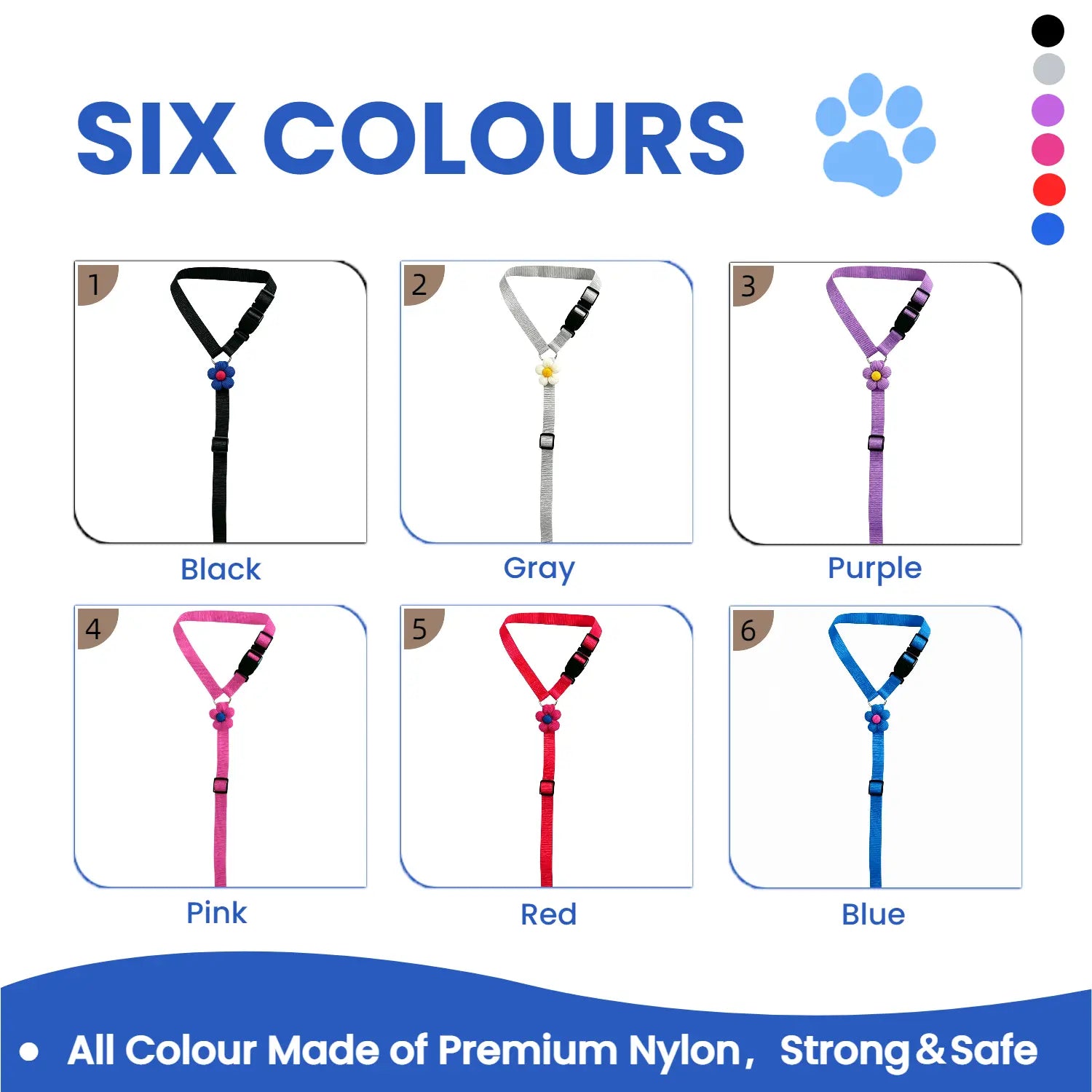 2-Pack Adjustable Dog Car Safety Seat Belt with Cute Leash