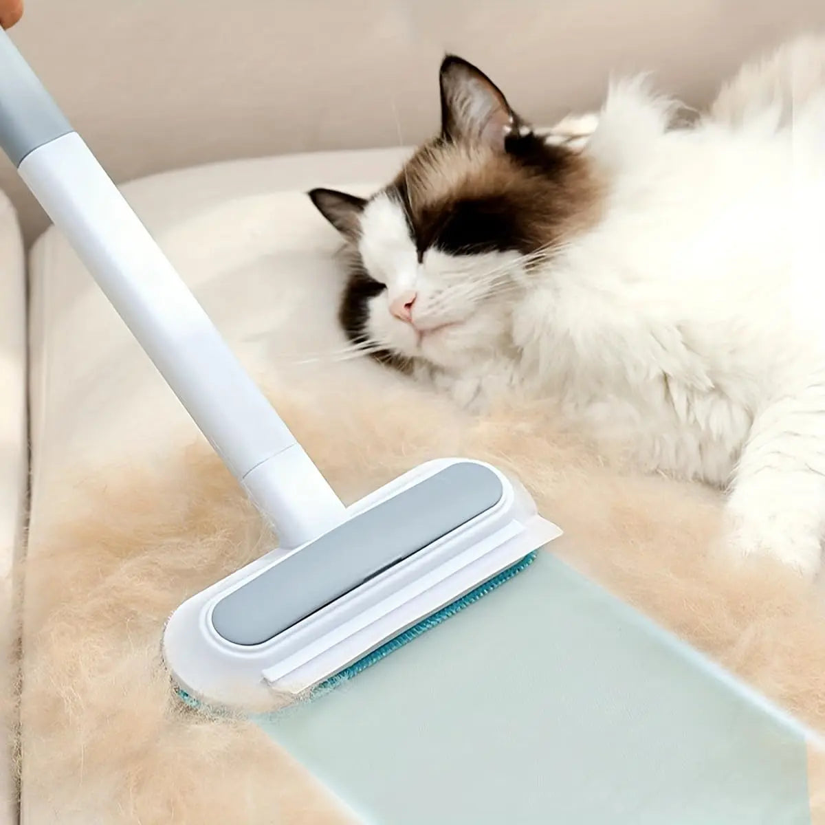 4-In-1 Reusable Lint & Pet Hair Remover Broom - 17.7In Standard Handle, 17.2In×7.1In Size, 200G Weight, Clean without Bending Tool for Couch, Dog & Cat Hair, Car Seats (1 Pack)