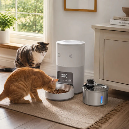 Furlyn 4-Liter Smart WiFi Automatic Pet Feeder with Programmable Timed and Portion-Controlled Feeding, Dual-Power Source Design, and Pet Food Combo Pack for Cats and Dogs