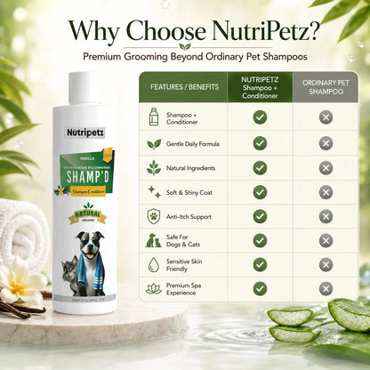 2-in-1 Pet Shampoo and Conditioner for Dogs and Cats – 500 ML Natural Aloe Vera and Coconut Formula | Anti-Itch Moisturizing Grooming Wash