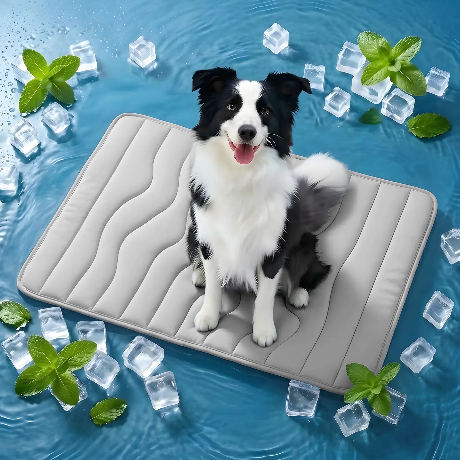 Vagascape Eco-Friendly Gel-Free Cooling Pet Mat for Large Dogs - Nylon & Cotton Geometric Design, Portable Machine-Washable Durable Pad for Hikes & Camping, #Pettok Viral Summer Dog Essential