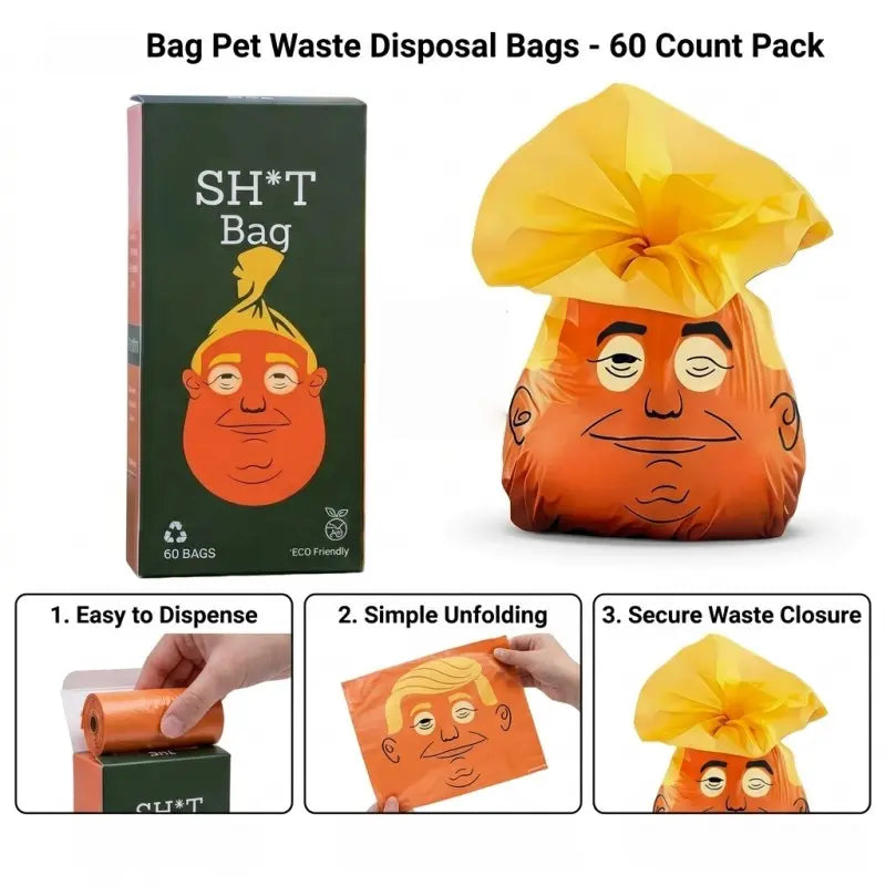 Novelty Dog Waste Bags - 60 Count Rolls, Humorous Pet Waste Disposal Bags for Dog Owners, Ideal Gag Gift for Dog Moms and Dads