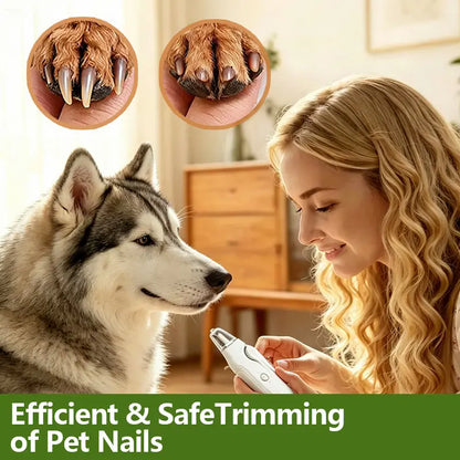 2-in-1 LED Stainless Steel Dog Nail Clipper and Grinder Combo - Safe ABS Universal Pet Grooming Tool with Quiet Low-Vibration, Sharp Blades, USB Rechargeable Paw Trimmer and Polisher for Dogs and Cats Home Use
