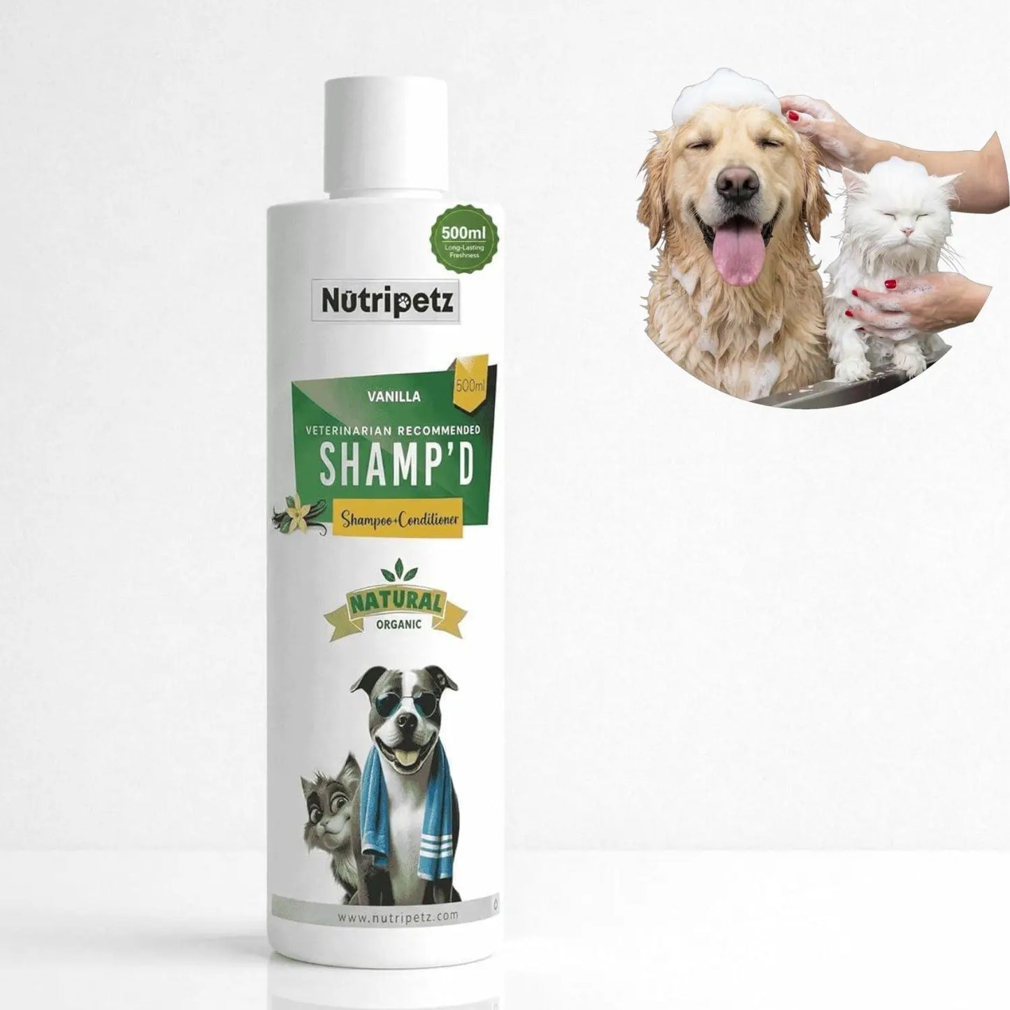 2-in-1 Pet Shampoo and Conditioner for Dogs and Cats – 500 ML Natural Aloe Vera and Coconut Formula | Anti-Itch Moisturizing Grooming Wash