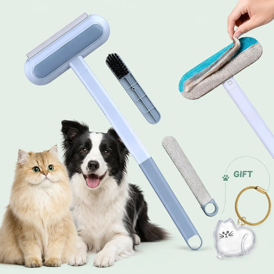Enhanced Pet Hair Removal Brush with Extended Handle, Versatile Lint Cleaner for Furniture, Bedding, Clothing, and Vehicle Interiors, Washable Multi-Surface Tool