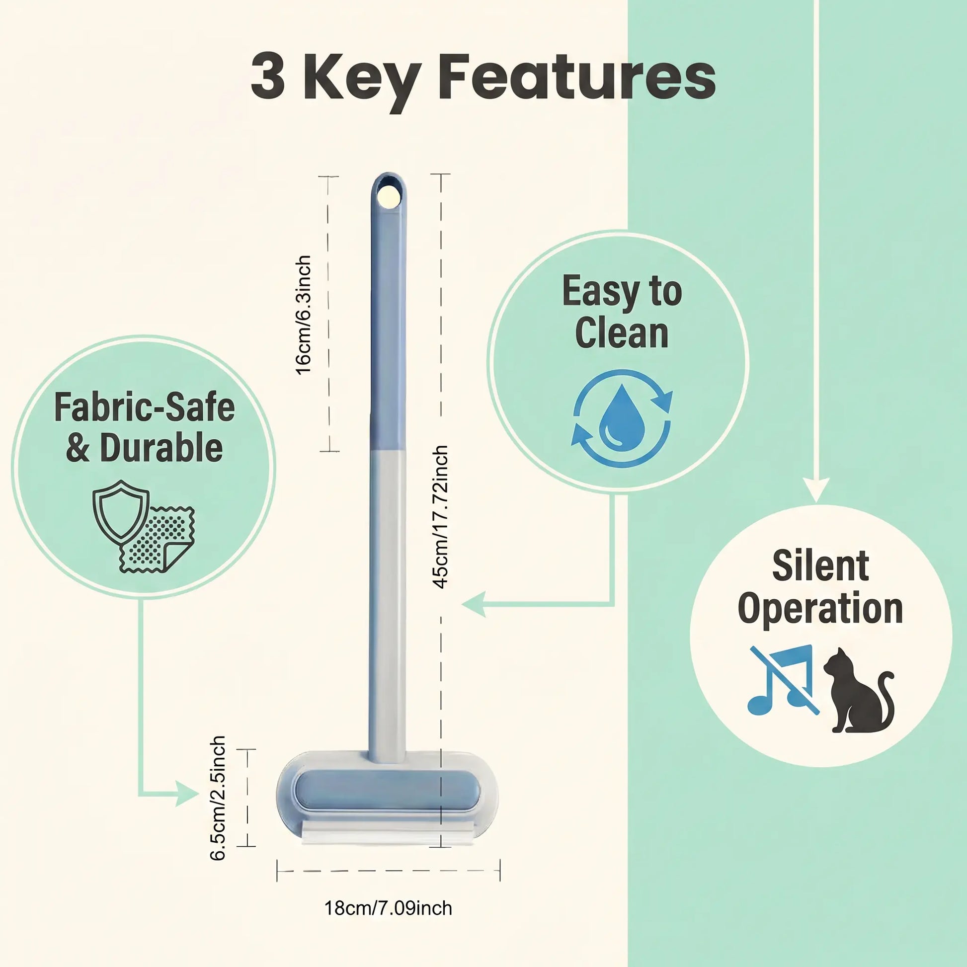 Enhanced Pet Hair Removal Brush with Extended Handle, Versatile Lint Cleaner for Furniture, Bedding, Clothing, and Vehicle Interiors, Washable Multi-Surface Tool