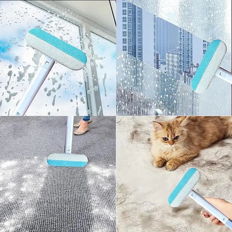 4-In-1 Reusable Lint & Pet Hair Remover Broom - 17.7In Standard Handle, 17.2In×7.1In Size, 200G Weight, Clean without Bending Tool for Couch, Dog & Cat Hair, Car Seats (1 Pack)