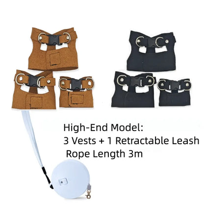 Reptile Harness and Leash Set - Adjustable Microfiber Suede Leather, Available in Three Sizes, No-Pull Full Protection Design for Bearded Dragon Training